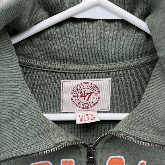 Miami Hurricanes Sweater Men Large Pullover Green 1/4 Zip Sweatshirt VTG 47’ - Picture 6 of 14